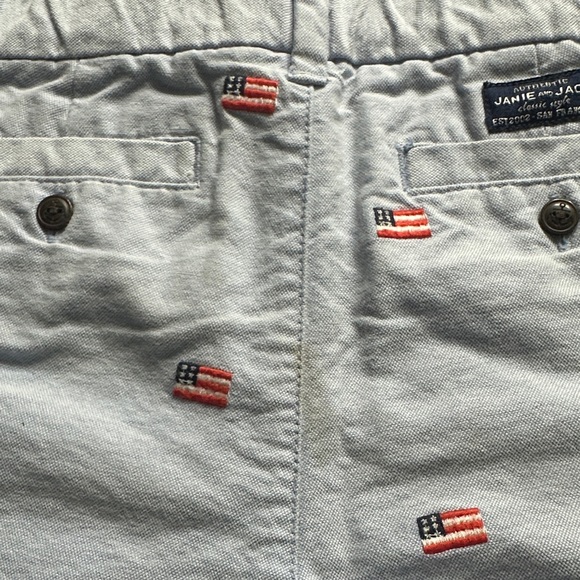Janie and Jack Light Blue Shorts with Flag Embroidery - Picture 5 of 5